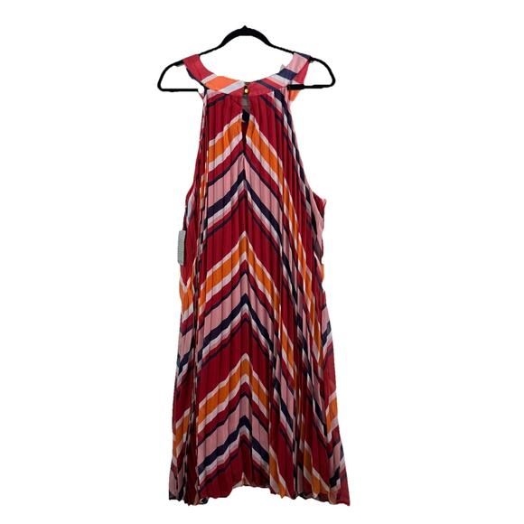 Love X Design New Striped Trapeze Swing Dress Size 2X Halter Accordion Pleated - Picture 13 of 14